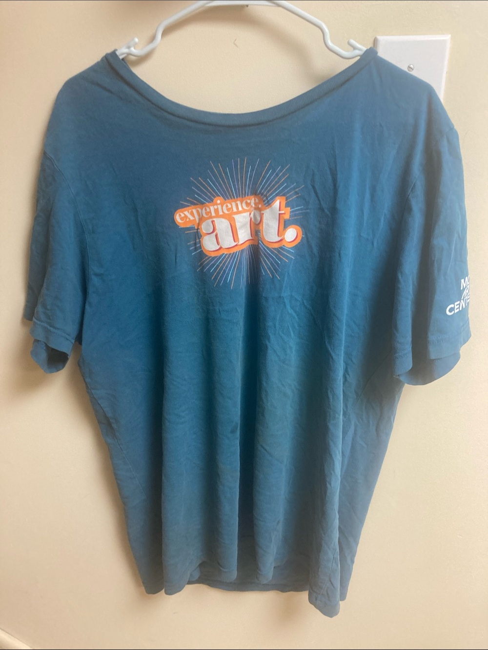 Bella Canvas Teal Short Sleeve Tee with Orange & White 'experience art' Graphic